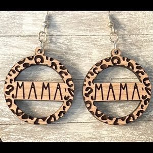 New laser cut wooden mama earrings